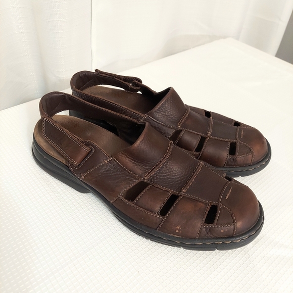 Dunham New Balance Leather Sandals Fisherman Hook Loop Close sz 11D - Picture 1 of 8